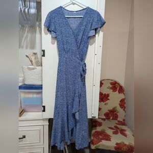 Goldstitch flowered midi wrap dress, small